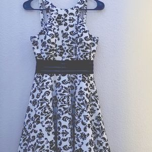 Black & White Floral Halter Neck Dress